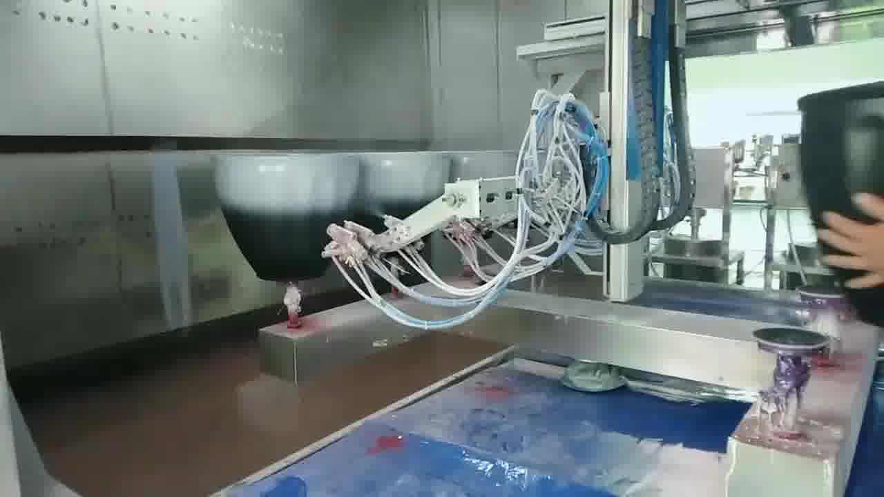 花盆雙色濕對濕撒點噴漆設備